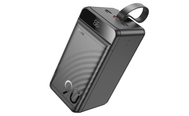 HOCO J123D Mobile Power Bank with 90,000mAh capacity 22.5W+PD20W, 3 × USB-A and Type-C Outputs, LED Digital Display of Power Level. Green indicator of PD / QC fast charging. Fully Compatible - Black